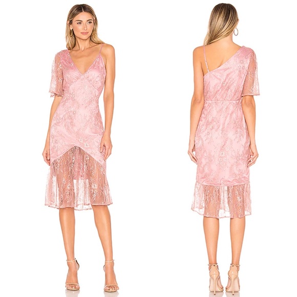 Lovers + Friends Elora Midi Dress in Metallic Rose - Picture 2 of 16